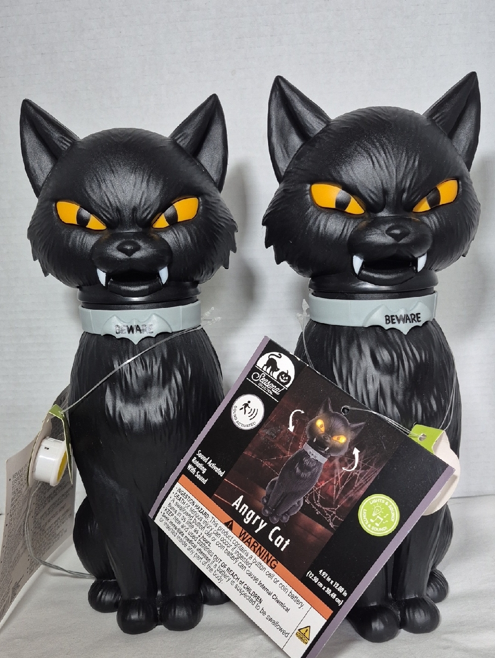 2 Halloween Animated Vampire Black Cats Sound Activated